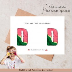 Custom Fathers Day Handprint Craft, You're One In a Melon Print, Fathers Day Handprint Art, Dad Gift from Kids, Printable DIY Kids Keepsake